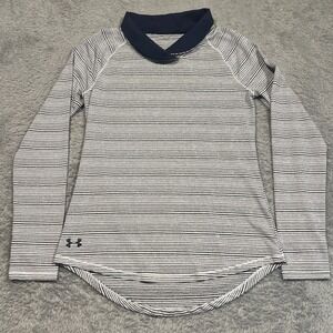 Under Armour Shirt Women's S Striped Mock Neck Long‎ Sleeve Active Running